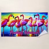 Text ändern, Flocking Fabulous Abstrakt Flamingos Strandtuch (Vorderseite)