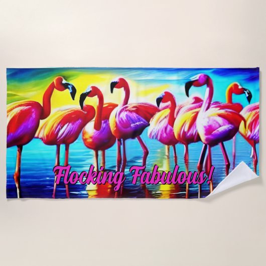 Text ändern, Flocking Fabulous Abstrakt Flamingos Strandtuch (Vorderseite)