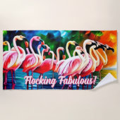 Text ändern, Flocking Fabulous, Abstrakte Flamingo Strandtuch (Vorderseite)