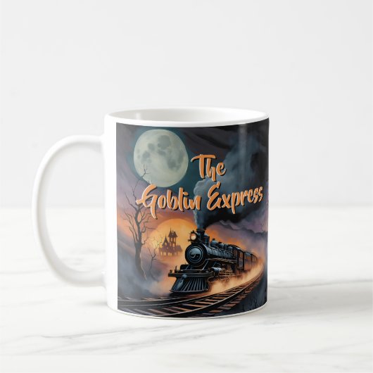 Text ändern, Goblin Express Halloween-Dampfzug Kaffeetasse (Links)