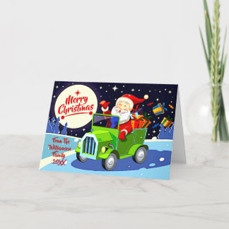 TEXT ändern - Santa Vintage Truck Frohe Weihnachte Feiertagskarte