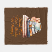 Text ändern, Tee lesen Bücher trinken glücklich se Fleecedecke (Vorderseite (Horizontal))