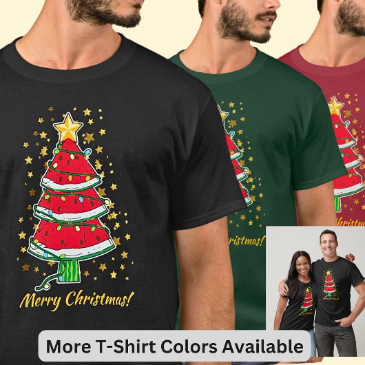 Text ändern - Watermelon Weihnachtsbaum Gold Stars T-Shirt