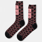 Text ändern, wir Liebe Oma rosa Herzen auf schwarz Socken (Linkes Detail)