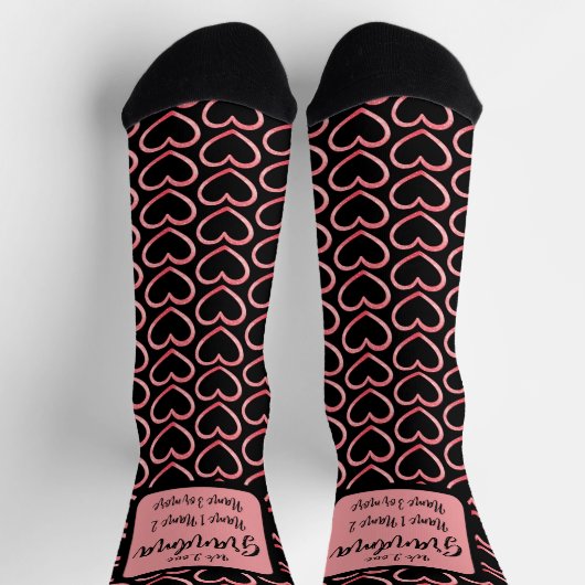 Text ändern, wir Liebe Oma rosa Herzen auf schwarz Socken (Oben)