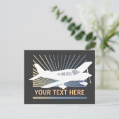 Text anpassen - Low-Wing-Flugzeug Postkarte (Stehend Vorderseite)