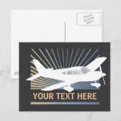 Text anpassen - Low-Wing-Flugzeug Postkarte (Vorne/Hinten)