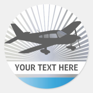 Text anpassen - Low-Wing-Flugzeug Runder Aufkleber