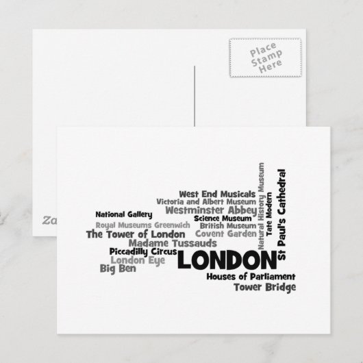 Text Art "London" Postkarte (Vorne/Hinten)