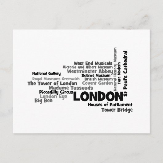 Text Art "London" Postkarte (Vorderseite)