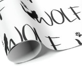 Text Art Word Wolf Footprints von Tieren Geschenkpapier (Rolleneckpunkt)