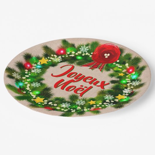 Text-Assiette-Joyeux-Noël 9 bearbeiten" Pappteller (Schrägansicht)