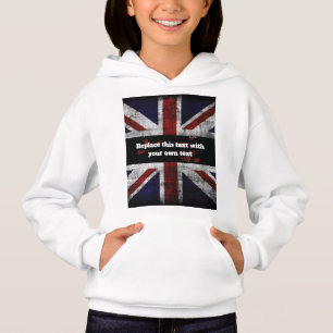 Text auf englische Flagge hinzufügen Kissen Hoodie