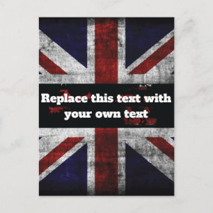 Text auf englischer Flagge hinzufügen Kissen Postkarte
