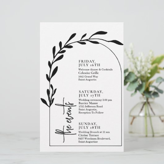 Text Basic Arch Wedding Events Timeline (Stehend Vorderseite)