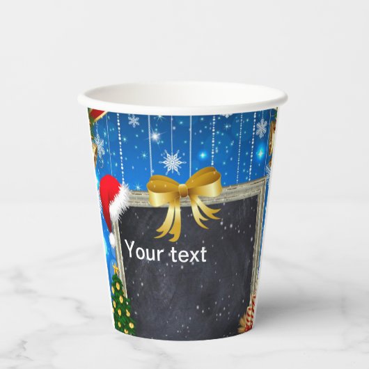Text bearbeiten Frohe Weihnachtsbecher Pappbecher (Vorderseite)