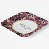 Text Black Gold Burgundy Blumenmuster Rand Pappteller (Gewinkelt)