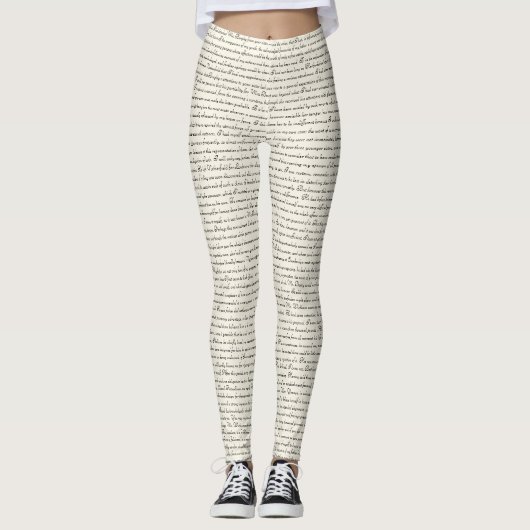 Text-Blockliterar für Schwarz und Off-White Leggings (Vorderseite)