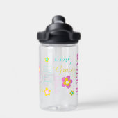 Text Blume Mädchen nennen Gracie pink yellow aqua Trinkflasche (Rückseite)