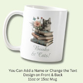 Text, Bücher und Katzen ändern, mit Blume, auf Sch Kaffeetasse