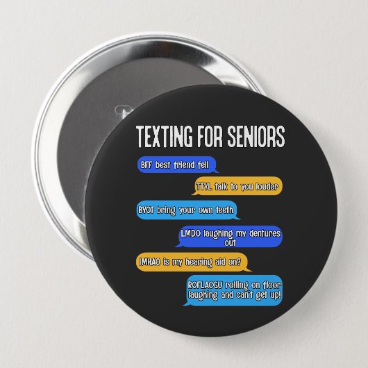 Text-Code für Senioren für die unruhige Altersvers Button (Vorne & Hinten)