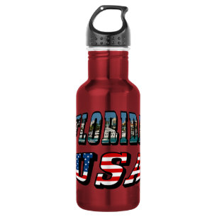 Text der Flagge von Florida State und USA Trinkflasche