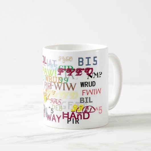 Text, der Jargon-Kaffeetasse verwirrt Kaffeetasse (VorderseiteRechts)