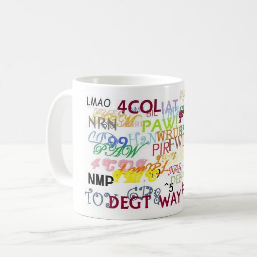 Text, der Jargon-Kaffeetasse verwirrt Kaffeetasse (Vorderseite Links)