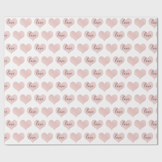 Text der Liebe Blush Pink Hearts Geschenkpapier (Flach)