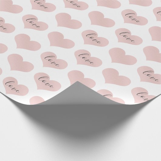Text der Liebe Blush Pink Hearts Geschenkpapier (Ecke)