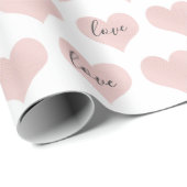 Text der Liebe Blush Pink Hearts Geschenkpapier (Rolleneckpunkt)