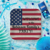 Text der patriotischen amerikanischen Flagge Pappteller (Party)