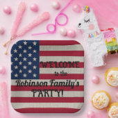 Text der patriotischen amerikanischen Flagge Pappteller (Party)