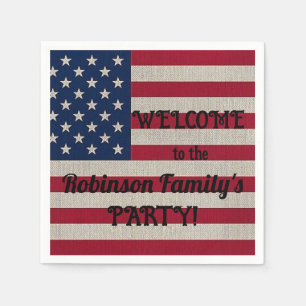 Text der patriotischen amerikanischen Flagge Serviette