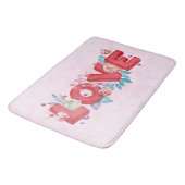 Text der roten Liebe in fett formatierten Blockbuc Badematte (Schrägansicht)