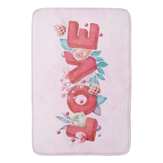 Text der roten Liebe in fett formatierten Blockbuc Badematte (Vorderseite Vertikal)