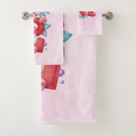 Text der roten Liebe in fett formatierten Blockbuc Badhandtuch Set