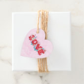 Text der roten Liebe in fett formatierten Blockbuc Geschenkanhänger (Beispiel)