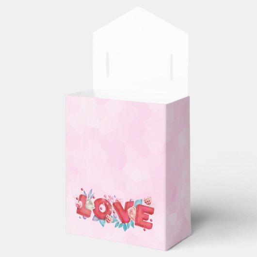 Text der roten Liebe in fett formatierten Blockbuc Geschenkschachtel (Geöffnet)