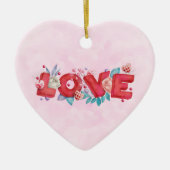 Text der roten Liebe in fett formatierten Blockbuc Keramik Ornament (Vorne)