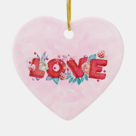 Text der roten Liebe in fett formatierten Blockbuc Keramik Ornament