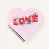 Text der roten Liebe in fett formatierten Blockbuc Notizblock (Vorderseite)