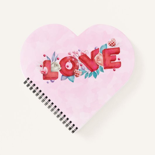 Text der roten Liebe in fett formatierten Blockbuc Notizblock (Vorderseite)