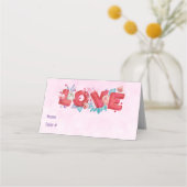 Text der roten Liebe in fett formatierten Blockbuc Platzkarte (Vorderseite)