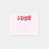 Text der roten Liebe in fett formatierten Blockbuc Post-it Klebezettel (Vorderseite)