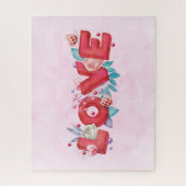 Text der roten Liebe in fett formatierten Blockbuc Puzzle (Vertikal)