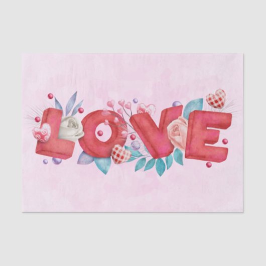 Text der roten Liebe in fett formatierten Blockbuc Seidenpapier (Vorderseite)