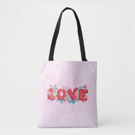 Text der roten Liebe in fett formatierten Blockbuc Tasche (Vorderseite)