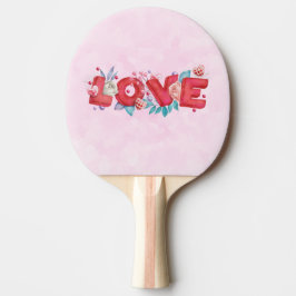 Text der roten Liebe in fett formatierten Blockbuc Tischtennis Schläger