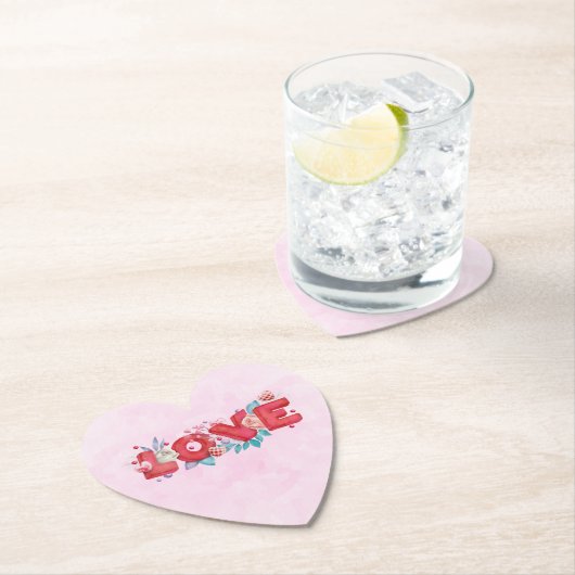 Text der roten Liebe in fett formatierten Blockbuc Untersetzer (Vor Ort)